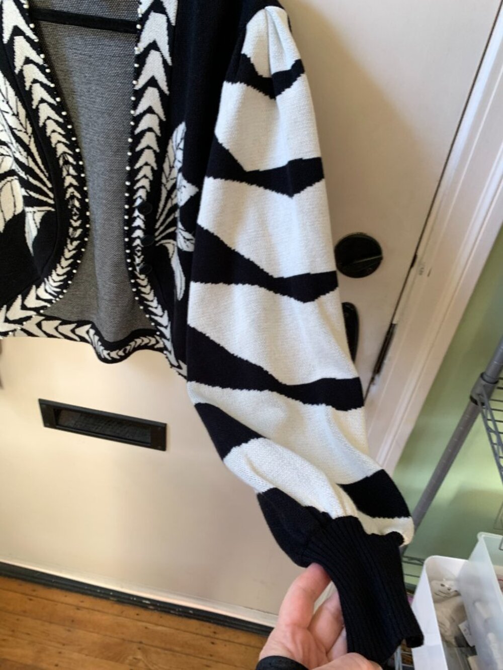 Farm Rio Black Palms Graphic Knit Cardigan - Picture 10 of 13